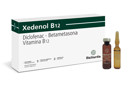 Xedenol B12_0_20.png Xedenol B12 Betametasona Diclofenac Vitamina B12 aine Antineurítico artritis B12 Betametasona ciatalgia columna corticoide Diclofenac dolor agudo espalda glucocorticoide golpe hombro lumbalgia mano Mialgias rodilla tobillo trauma Vitamina B12 vitaminas Xedenol